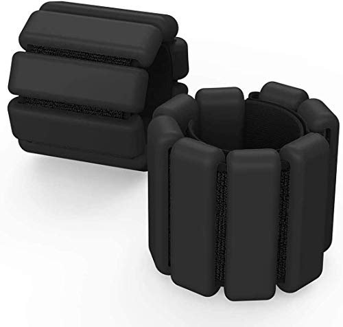 2 PCS Poids de Poignet réglables Poids de Cheville pour Exercice Marche Jogging Yoga aérobic Pilates Bracelet de Poids Bracelet de Remise en Forme (noir, 1 lbs/chaque)