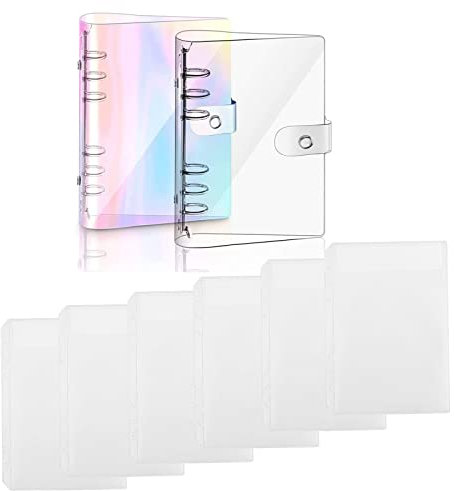 Hoshisea 2 Stück PVC Ringbuchordner A5, 6 Stück Binder-Taschen, Transparent, Ringbuch, Aktendeckel, Für Anzeige, Organisation, Notizblock, Tagebuch
