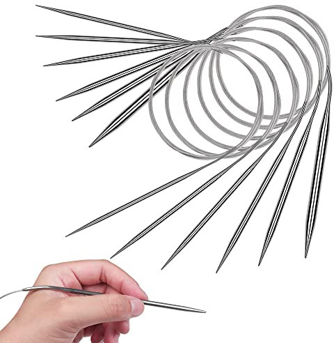 Edelstahl Rundstricknadeln Set 80cm für Anfänger - 2,5mm, 3,5mm, 4,5mm, 5,5mm, 7,0mm, 9,0mm - Stricknadel für Arthritis, Schal und Pullover