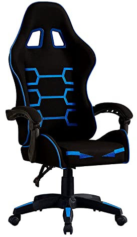 SHIITO | Silla Gaming Profesional | Ergonómica con Respaldo Reclinable | Modelo Martin - GC112 | Negro y Azul - 130 x 49 x 64
