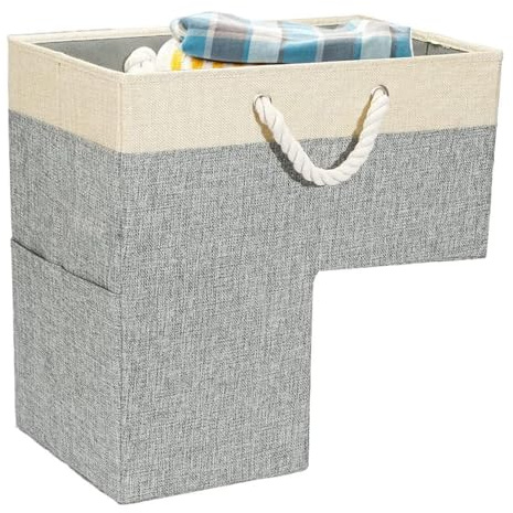 Cesta Para Escaleras - 1 Cesta De Almacenamiento Para Escalones De Lino Con Asas | Organizador De Almacenamiento De Escalera En Forma De L Para Ahorro De Espacio Para Escaleras Alfombradas Para El Hog