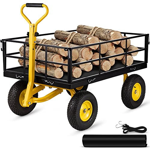 Robuster Gartenwagen mit abnehmbaren Seitenteilen aus Netzgewebe – 547 kg Tragkraft, 2-in-1-Griff, 33 cm große Reifen – ideal für den harten Einsatz im Außenbereich
