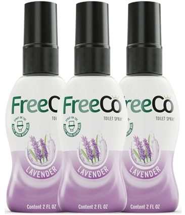 Freeco Anti-Odeur WC (Before You Go) - Spray aux Huiles Essentielles Naturelles. Idéal pour Maison, Bureau, Resto et Voyage. Pack économique de 3x60ml, Parfum Lavande
