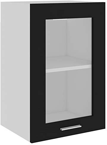 Küchenschrank, Hängeschrank mit 2 Ablagen und Türen, Küchen-Organizer, Schwarz, 40 x 31 x 60 cm, Holzwerkstoff 25