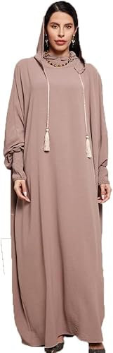 Musselin-Robe für Damen, volle Länge – Jilbab mit Hijab-Schal, Einheitsgröße, Islam, Dubai, bescheidene Robe, solide, muslimische Gebetskleid, Abayas, einteilig, Türkei, Kaftan, Ramadan, Brautkleid,