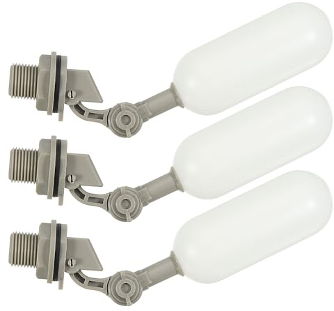 PATIKIL 1/2 Inch Float Valve, 3 Pack Plastic Water Tank Float Ball Valve with Adjustable Arm for Livestock Water Trough Aquaculture Hydroponic Reservoir, Grey