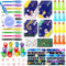 Toyssa 72 Artículos de Fiesta Niños Espacio Cumpleaños Relleno Piñatas Bolígrafo Tinta Invisible Libreta Sellos Luminoso Tatuajes Pulseras Bofetada Cohete Llavero Niños Espacio Articulos de Fiesta