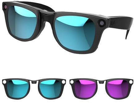 RCstyle Compatible avec les lunettes intelligentes Ray-Ban Meta Wayfarer (standard) jeu de clips à changement de couleur pour homme et femme 50-22, taille M, bleu et pourpre, M