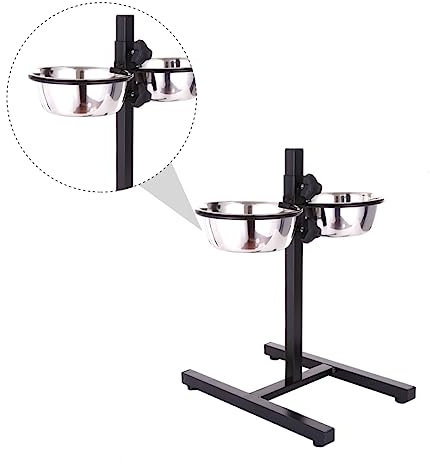 BUGUUYO 1ensemble pour Chiens Et Acier avec Support Élevé Et Base Solide Distributeur Eau Et Bol pour Animaux De Compagnie