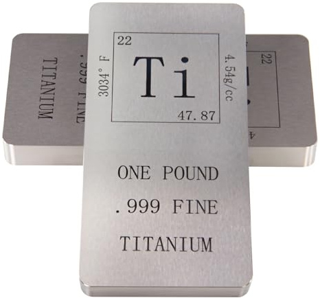 Titanmetallbar .999 Reines Titanbarren 1 LB (454g) Element Ti Präzisionsguss für Sammler, Labore und Metallbearbeitung