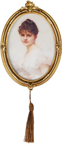 SDlumeiy Ovaler Bilderrahmen aus Kunstharz mit Quaste, Tischplatte und Wandmontage, für Raum- und Wohnzimmerdekoration, 12,7 x 17,8 cm, Vintage-Stil, goldfarben