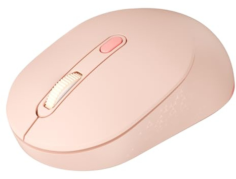 TECKNET wireless Mouse, Bluetooth Mouse (BT5.2/3.0 & 2.4G), Computer Mice Silent Portable,1600 DPI Optical Mouse Sensor, Ergonomic Cordless Mouse for Laptop PC, 18 Month Battery, Pink