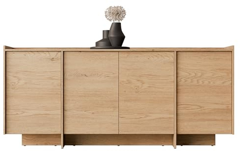 Mirjan24 Kommode Jundia K4D JA02 mit 4 Türen (Eiche Cremona) | Sideboard im Japandi-Stil mit markanter Holzmaserung, 6 Innenfächern und Push-to-open-System, B/H/T: 200/90/38 cm