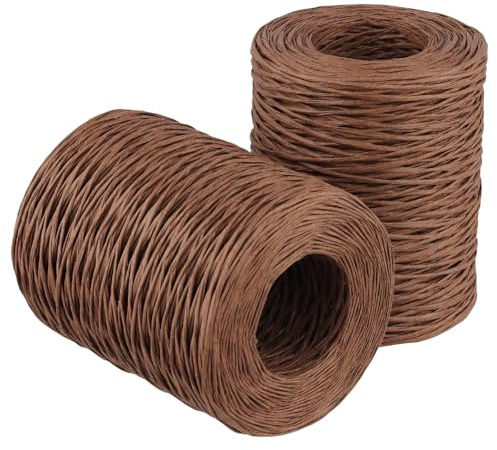 SENJEOK 2 Rolls 2mm x 200m Paper Covered Floral Wire, 656 Feet Brown Bendable Vine Binding Wire for Bouquet Wrapping, Floral Arrangement Craft Making