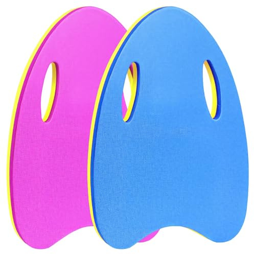 Texvora Pool kickboard, 2-pack, blå och rosa, EVA, för vuxna och ungdomar, lätt simträningshjälp, med grepphål