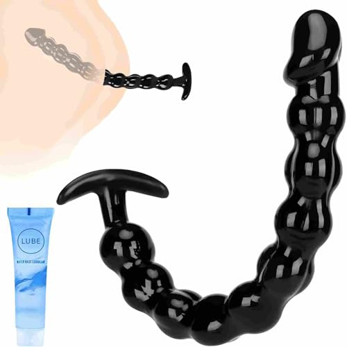 Fengfeiyan Black Bead Chain Anal Toy 40 cm Butt Plug Extra Large Dildo with Prostate Massager for Men Fantasy Sex Toy with 10 Beads Ideal for Couples and Solo Play Large Butt Plug Anal Women (XL)