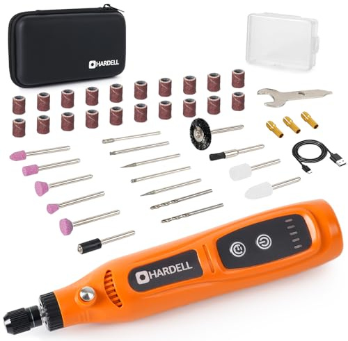 HARDELL 3.7V Mini Cordless Rotary Tool with 43 Accessories, 5-Speed Rotary Tools Kit, Type-C Charging for Engraving, Sanding, Polishing, Drilling, Grinding, Small DIY Crafts