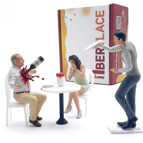 Iberplace 40038 Figurines de modélisme Piste G 1:22,5 – Figurines miniatures personnes café/restaurant scène avec commande, table et chaises, figurines de train de jardin pour diorama