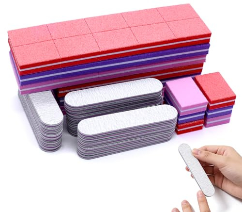 NVGFTG 92 Stück Nagelfeilen Buffer für Nägel Mini Nagelpolierblock 100/180 | Buffer Schleifblöcke Nagelpufferblöcke Polierblock Doppelseitige Schwamm Nagelfeile Block für Gelnägel, Acrylnägel, 2 Arten