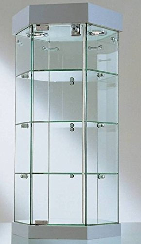 Glasbehälter Hexagonal Ø 36 x H 70 cm mit gehärteten Kristallen mit 2 Flügeln und Spiegeln hergestellt in Italien.