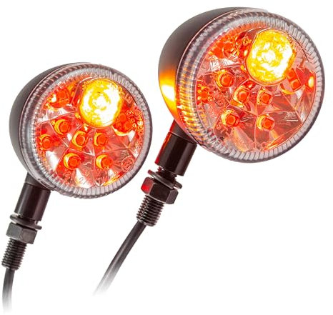 Motorrad LED Blinker Rücklichtkombi 'Prisma', Paar, M10, schwarz matt, klar, L:88mm Ø:60mm, E-geprüft
