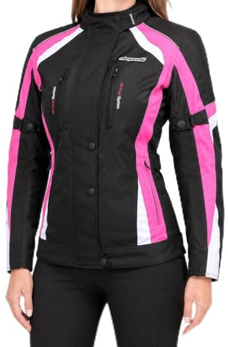 RKsports 747 Ladies Waterproof Textile Motorcycle Motorbike Pink Grey Purple Hi-Vis Jacket