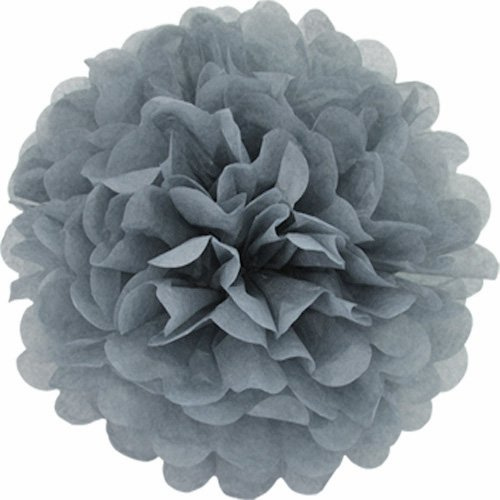 Creativery 10 Papier Pompons 25cm Set (hell Silber/grau 012H) // Pompoms Bommel Kugel Seidenpapier Pom Pom Deko Hängedeko Raumdeko Blumen
