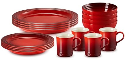 Le Creuset Stoneware Dinnerware Set, 16 pc., Cerise