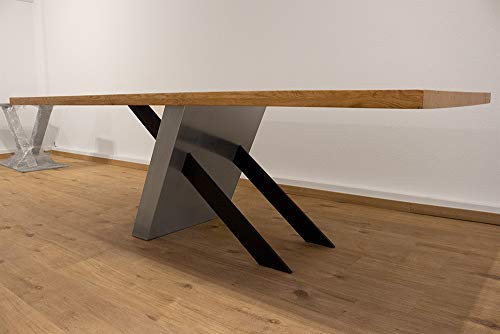 KTC Tec Kreuzgestell V2A Edelstahl & Stahl schwarz matt Tokio L1200 Tischgestell Küchentisch Esstisch Tischuntergestell X-Gestell