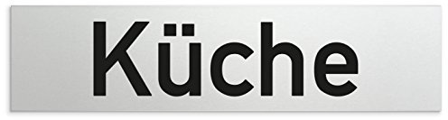 Türschilder24 • Türschild Küche • 160 x 40 x 1,5 mm • Selbstklebend | rechteckiges Schild, veredeltes Aluminium, kratzfester Druck, minimalistisch, elegant, 100% Made in Germany