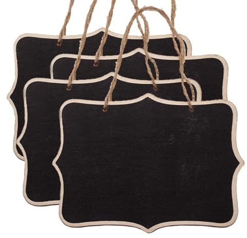 SUPVOX Mini Hanging Blackboard Double-Sided Chalkboard Sign with Twine for Wedding Party Table Number Message and Memo Board 6.30X4.72In