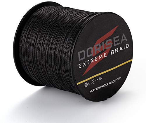 Dorisea Extreme Braid 100% Pe 300m/328Yards Braided Fishing Line 6-550Lb Test Fishing Wire Fishing String-Abrasion Resistant Incredible Superline Zero Stretch Small Diameter (Black, 60lb/0.40mm)