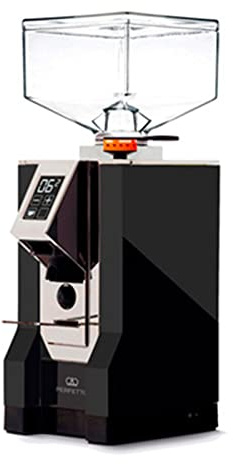 Eureka Kaffeemühle Mignon Perfetto Schwarz Chrom 16CR, Espressomühle elektrisch mit Scheibenmahlwerk, Espresso Mühle mit stufenloser Mahlgradeinstellung, Touchdisplay programmierbar