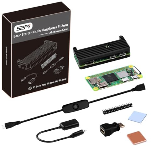 GeeekPi Basic Starter Kit for Raspberry Pi Zero 2 W, with Zero 2 W Aluminum Case, 20pin GPIO Header, OTG Cable, MicroUSB Switching Cable,MicroUSB to OTG Cable, HDMI Adapter for Raspberry Pi Zero 2 W