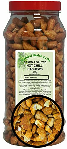 Natural Health 4 Life Baked Hot Chilli Cashew Nuts (500 g (Pack of 1))