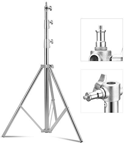 Supporto per Luce 2,8 m Treppiedi in Acciaio Inox con Molla Ammortizzata e Adattatore Universale da 1/4 a 3/8 per Fotografia Studio Softbox Riflettore