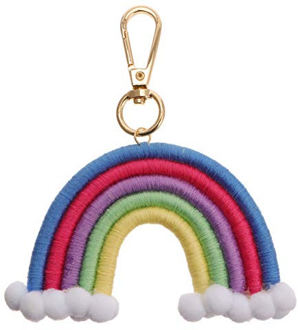 SOIMISS Makramee Regenbogen Schlüsselbund Handgewebte Baumwolle Seil Schlüsselring Böhmischen Bunten Regenbogen Quaste Schlüssel Anhänger für Auto Schlüssel Handtasche Geldbörse Geldbörse