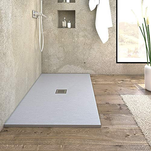 Piatto doccia 90x70 cm linea CEMENTO grigio chiaro riducibile su misura NEVADA