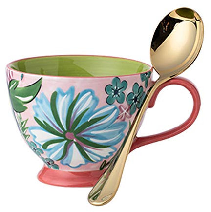 Japanese Soup Bowls with Handle 450ml Mixing Bowls Ceramic Breakfast Cereal Cup Retro European Style,B
