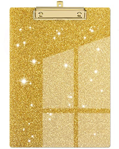 Piasoenc Acryl Klemmbretter, Mode Glitter Klemmbrett, Standard Letter Größe Klemmbrett, A4 Größe 12,5 x 9, Cute Konfetti Klemmbretter für Frauen, Rose Gold Desk Bürobedarf und Zubehör