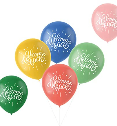 Folat - Ballons Retro 'Welcome Back' Bunt 33cm - 6 Stück