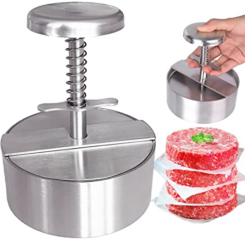 NOBER Burger Press Stainless Steel Hamburger Patty Maker Grill Griddle Flat Duty for Ground Beef Dishwasher Safe
