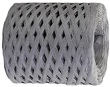 F Fityle Bast Papierband 200m zum Häkeln, Natur Raffia Papierband, Buntes Papiergarn, Bast Band Geschenkband Mehrfarbig für Handwerksprojekte Verpackung Festival Geschenkbox Wrapping, GRAU