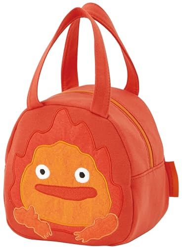 Skater Studio Ghibli Calcifer Bento Lunch Bag - A Die-Cut Cotton Bag, Compact & Cute with Soft Sweat Material - Perfect for Ghibli Fans & Everyday Use