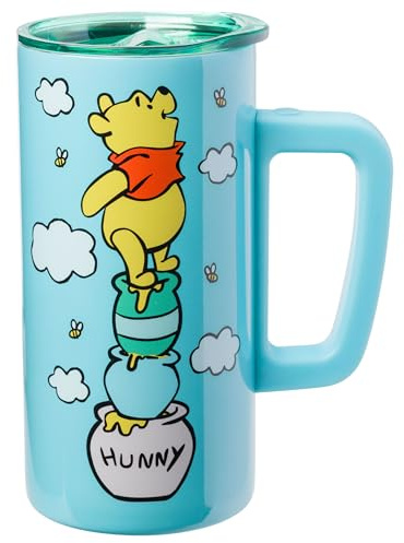 Silver Buffalo Winnie l'ourson Honeypot Stack Beehive Tasse à café à double paroi en acier inoxydable avec poignée, 445 ml
