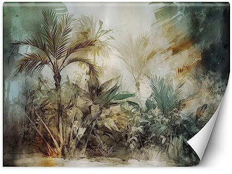 Feeby Carta Da Parati Botanica Palme 400x280 cm verde XXL Decorazione Fotomurali Tessuto Non Tessuto Soggiorno Camera da letto Moderne Design Giungla Tropici