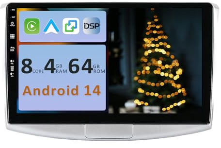 YUNTX [4GB+64GB] Android 14 2 Din Car Stereo Fit for VW Passat B6/B7 Magotan/CC (2010-2015)-[Built-in Wireless CarPlay/Android Auto/DSP/GPS]-10.1 inch IPS Touch screen-Free CAM+MIC-DAB/AHD Camera