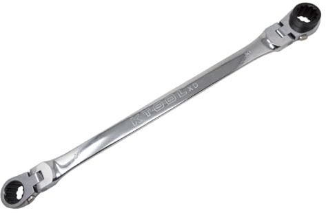 K Tool International XDDB27X30 Ratcheting Wrench Set, Extra Long Flexible Reversible Design, Dual Rotating Heads, Spline Plus Profile, Raised Box End, Tight Access Service