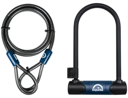 Squire Locks Nevis 230/10C D-Lock Cycle Lock & Cable Set – High Security Bike Lock – 230 mm Vertical & 115 mm Horizontal Shackle Clearance – 1800 mm Cable – Incl. 2 Keys – Sold Secure Bicycle Gold