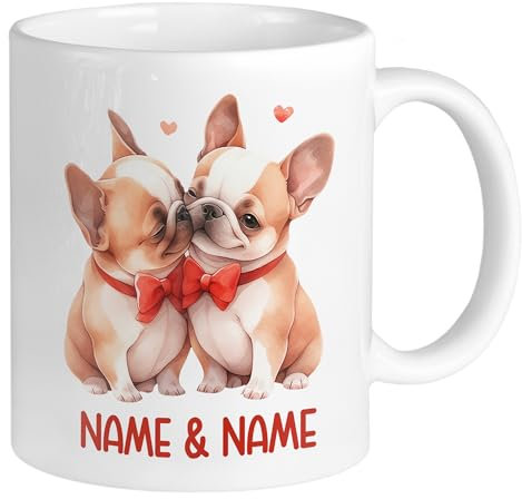 GRAZDesign Taza de San Valentín perro con nombre para enamorados, regalo para pareja, novia, prometida, aniversario de cerámica, 330 ml